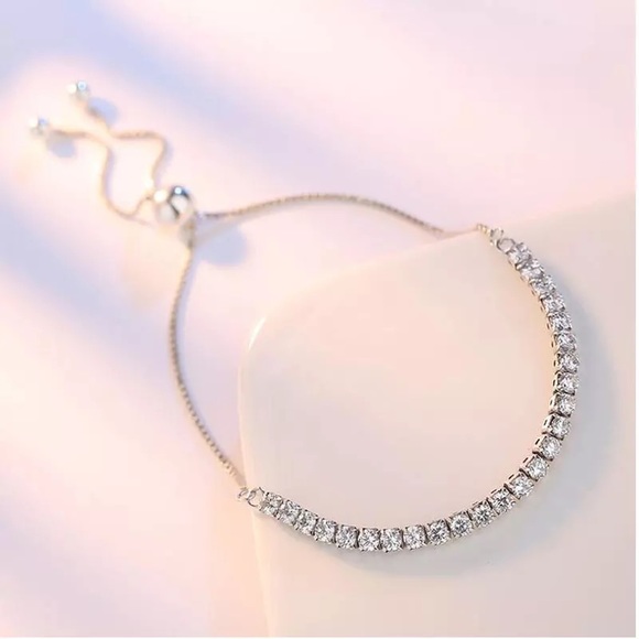 NEW 925 Sterling Silver ZIrcon Crystal Bracelet - Picture 2 of 4